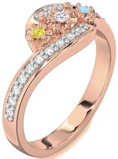 Diamond Rose Gold Round Two Stone Mother's Ring