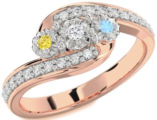 Diamond Platinum & Rose Gold Round Two Stone Mother's Ring