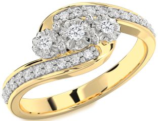 Diamond White Yellow Gold Round Two Stone Ring