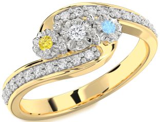 Diamond Platinum & Yellow Gold Round Two Stone Mother's Ring