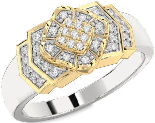 Diamond Silver & 10K gold Round Promise Ring