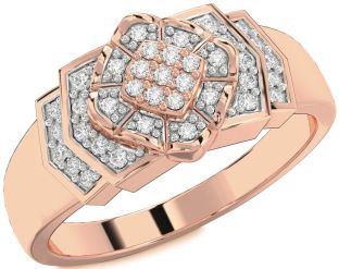 Diamond Rose Gold Silver Round Promise Ring