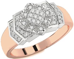Diamond Platinum & Rose Gold Round Promise Ring