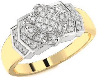 Diamond Platinum & Yellow Gold Round Promise Ring