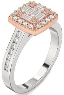Diamond White Rose Gold Baguette Pave Promise Ring