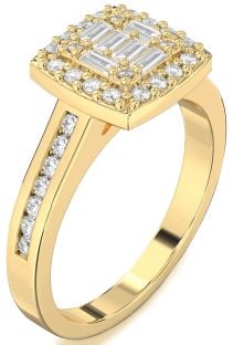 Diamond Gold Baguette Pave Promise Ring