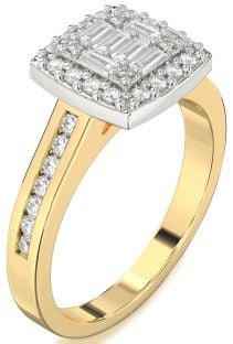 Diamond Gold Silver Baguette Pave Promise Ring