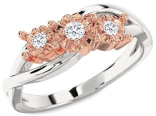 Diamond Platinum & Rose Gold Round Three Stone Engagement Ring