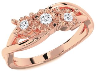Diamond Rose Gold Round Three Stone Engagement Ring