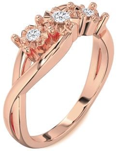 Diamond Rose Gold Round Three Stone Engagement Ring