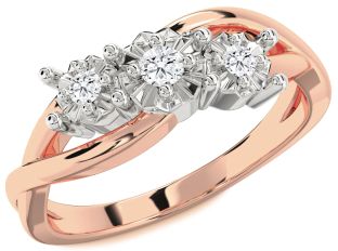 Diamond Platinum & Rose Gold Round Three Stone Engagement Ring