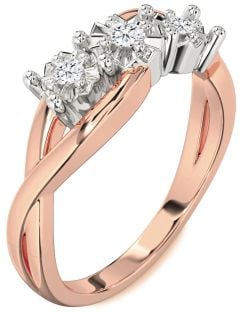 Diamond White Rose Gold Round Three Stone Engagement Ring