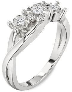 Diamond White Gold Round Three Stone Engagement Ring