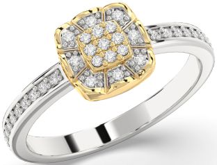 Diamond Silver & 10K gold Round Promise Ring
