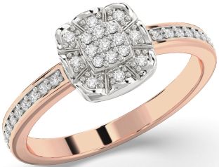Diamond Platinum & Rose Gold Round Promise Ring