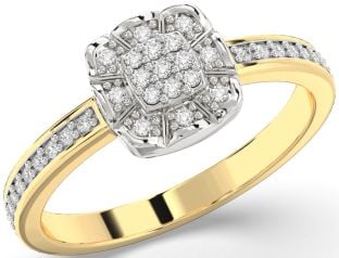 Diamond Platinum & Yellow Gold Round Promise Ring