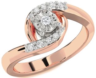 Diamond Platinum & Rose Gold Round Promise Ring