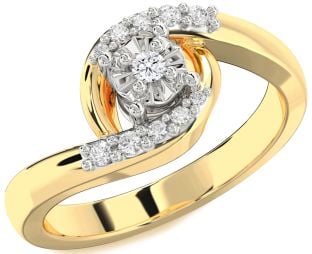 Diamond Platinum & Yellow Gold Round Promise Ring