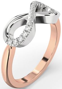 Diamond Platinum & Rose Gold Infinity Round Ring