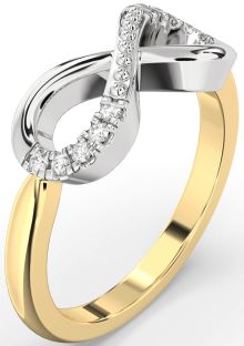 Diamond White Yellow Gold Infinity Round Ring