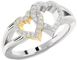 Diamond Silver & 10K gold Heart Ring