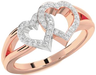 Diamond White Rose Gold Heart Ring