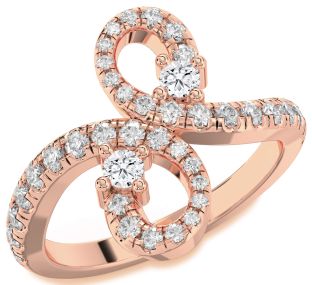 Diamond Rose Gold Infinity Round Two Stone Pave Ring
