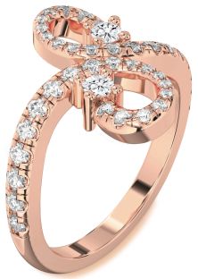 Diamond Rose Gold Infinity Round Two Stone Pave Ring
