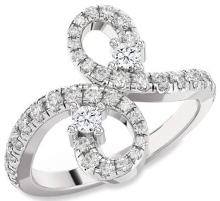 Diamond White Gold Infinity Round Two Stone Pave Ring