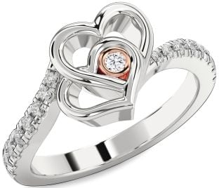 Diamond White Rose Gold Heart Ring