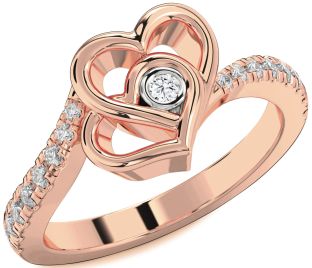 Diamond White Rose Gold Heart Ring