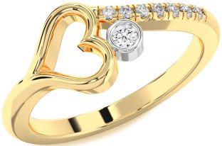 Diamond White Yellow Gold Heart Promise Ring