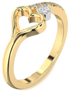 Diamond Platinum & Yellow Gold Heart Promise Ring