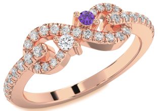 Diamond Rose Gold Infinity Round Two Stone Promise Ring