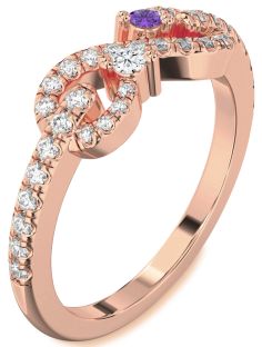 Diamond Rose Gold Infinity Round Two Stone Promise Ring