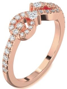 Diamond Rose Gold Infinity Round Two Stone Ring
