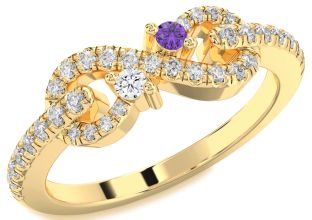 Diamond Gold Infinity Round Two Stone Promise Ring