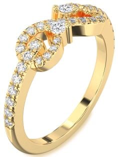 Diamond Gold Infinity Round Two Stone Ring