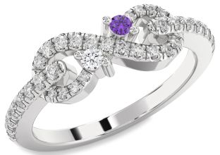 Diamond Silver Infinity Round Two Stone Promise Ring