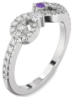 Diamond Platinum Infinity Round Two Stone Promise Ring