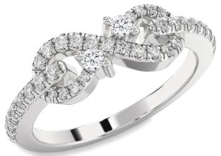 Diamond White Gold Infinity Round Two Stone Ring