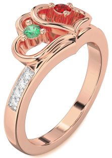 Diamond Rose Gold Heart Two Stone Promise Ring