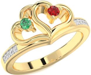 Diamond Gold Heart Two Stone Promise Ring