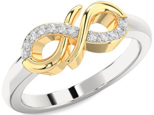 Diamond Silver & 10K gold Infinity Ring