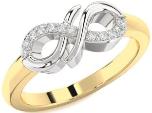 Diamond White Yellow Gold Infinity Ring