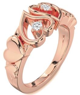 Diamond Rose Gold Heart Two Stone Ring