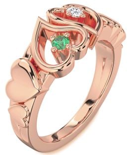 Rose Gold Heart Two Stone Promise Ring