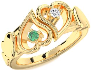 Gold Heart Two Stone Promise Ring