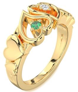 Gold Heart Two Stone Promise Ring