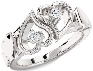 Diamond White Gold Heart Two Stone Ring